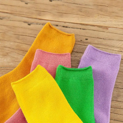 Children's Socks Cotton Colorful Harajuku Retro Boys Girls Black Socks Kids Klein Blue School Casual In Tube Solid Sox Stylish