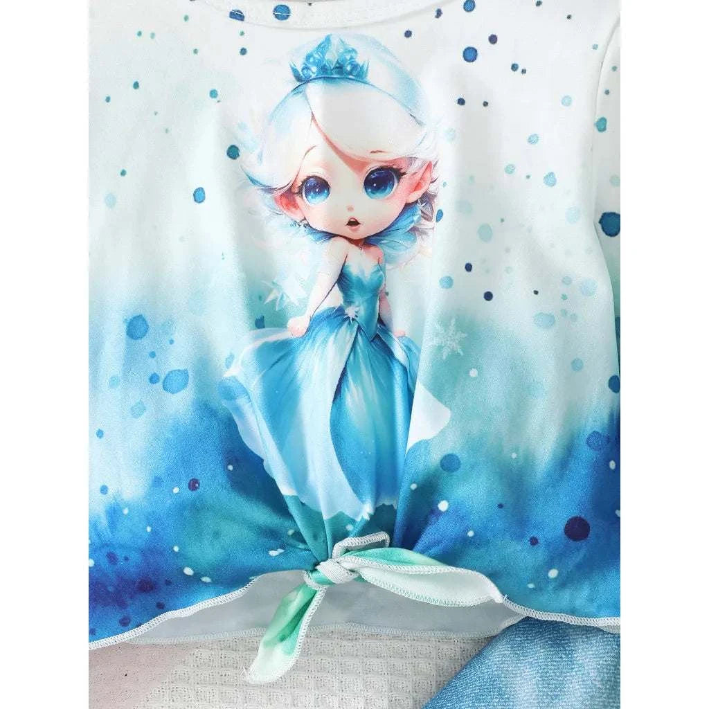 4-7 Years Kid Girl 2PCS Clothes Set Long Sleeve Princess Top+Flared Pants Fashion Child Casual Wear Birthday Party Outfits C1031
