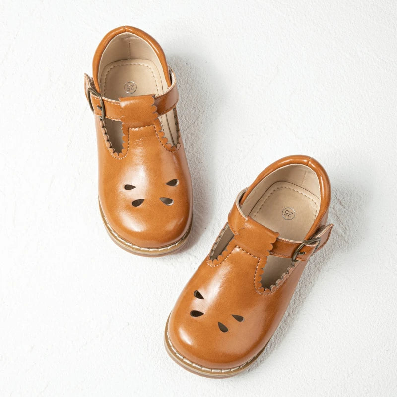 Children's Shoe for Girl 2025 Spring Autumn Toddlers Causal Shoes Fashion Hollow-out Versatile Kids School Uniform Leather Shoes