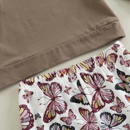 Citgeett Autumn Kids Girls Fall Outfits Print Long Sleeve Shirt Tops Casual Flare Pants Clothes Set C1042