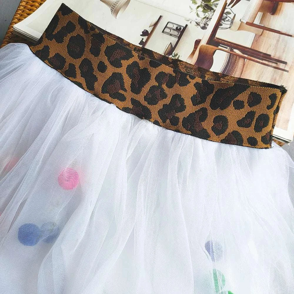 Baby Girls Dancing Party Princess Skirt Sweet Girls Colorful Pompom Tulle Tutu Skirt For Girls Clothes Children C1030